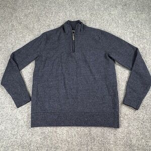 The Commons Merino Wool Sweater Men M Navy 1/4 Zip Minimalist Workwear‎ Office